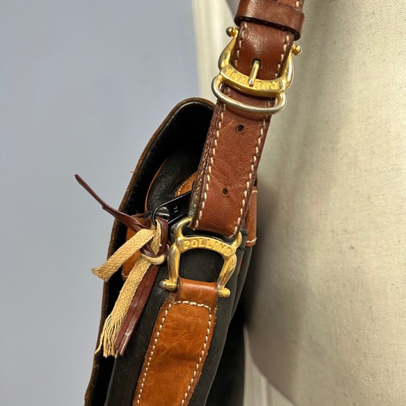 Vintage Pollini Italian Leather Crossbody Bag‎ Purse Classic Brown Black 12x7x4 - Picture 7 of 15